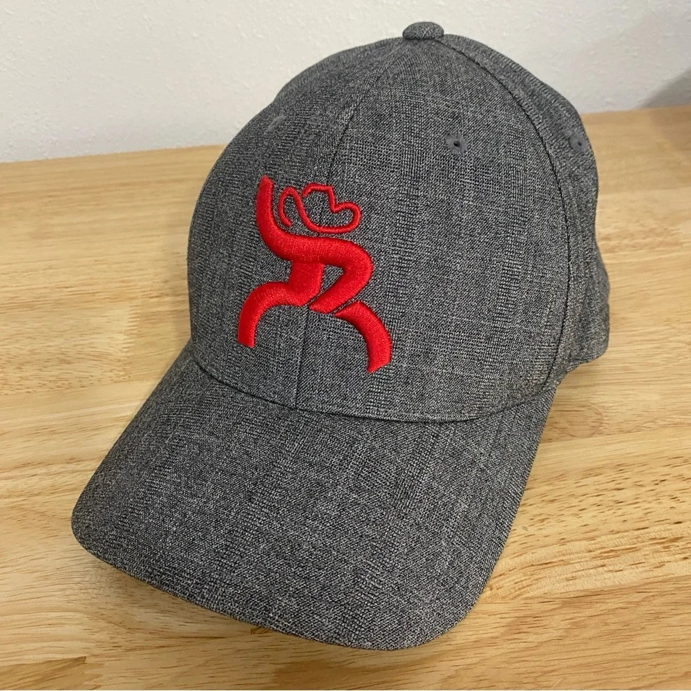 Hooey Flexfit Baseball Cap‎ Hat L-XL Gray Red Roughy